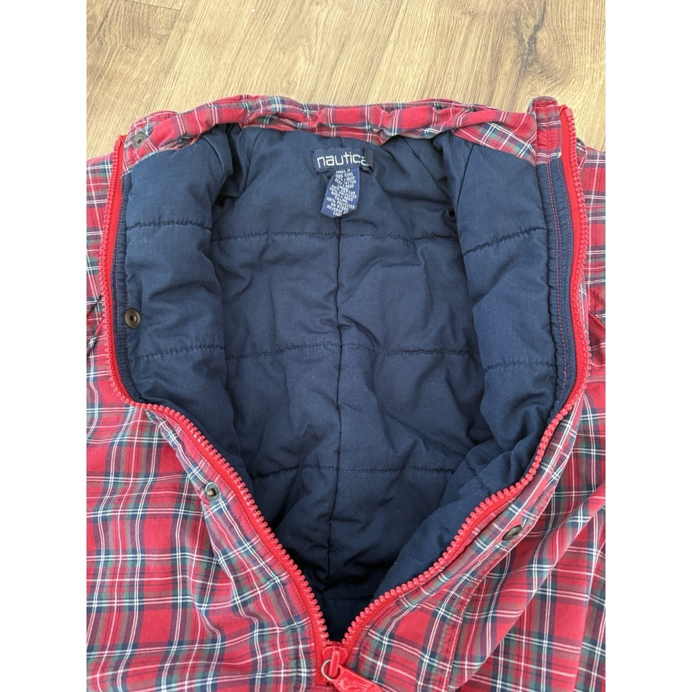 VTG Nautica Red Plaid Snowsuit Baby Bunting Size 12-18 Months 80s 90s Zip Snap - Picture 4 of 5